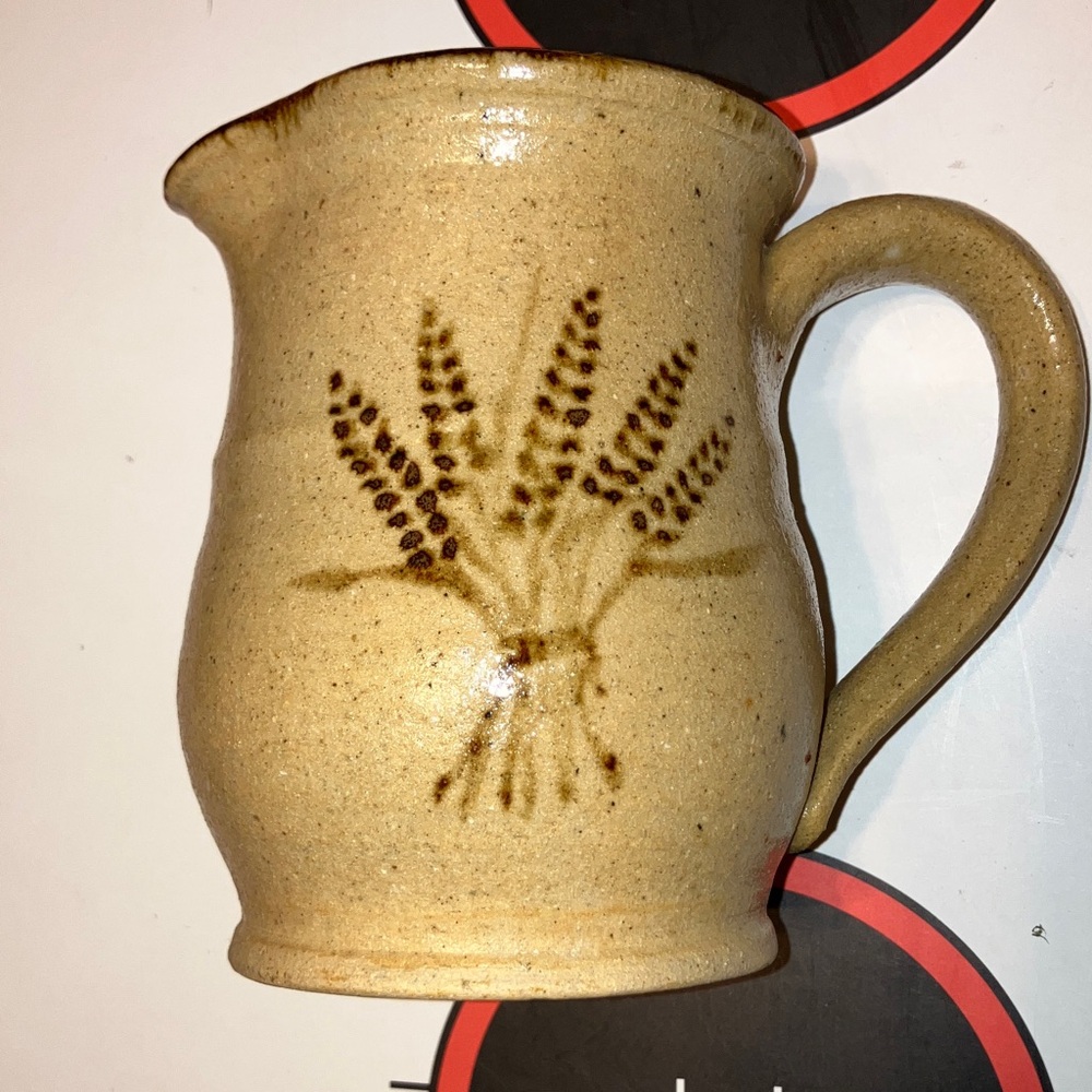 HANDMADE POTTERY PITCHER 5
Inch Rustic Wheat Design